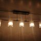80's chrome chandelier with murano lampshades