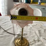 Old bedside lamp flower in art nouveau style glass paste