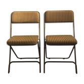 Pair of chairs, Lafuma mustard vintage velvet 60/70's