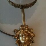 Wall light lamp tulip pressed glass molded 1900 Art Nouveau gradient green