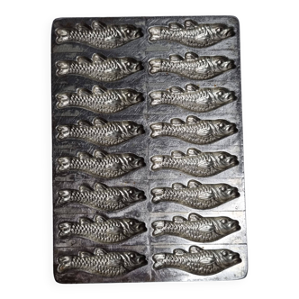 Ancien moule à chocolat, poissons "Letang et fils" Paris, 18 cm