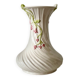 Vase en céramique torsadée – Barbotine florale vintage – Made in Italy – 24