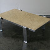 70s Marble and Chrome Coffee Table