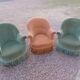 3 fauteuils crapauds vintage