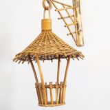 rattan wall lamp for hanging plant