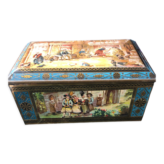 Vintage iron box with life scenes