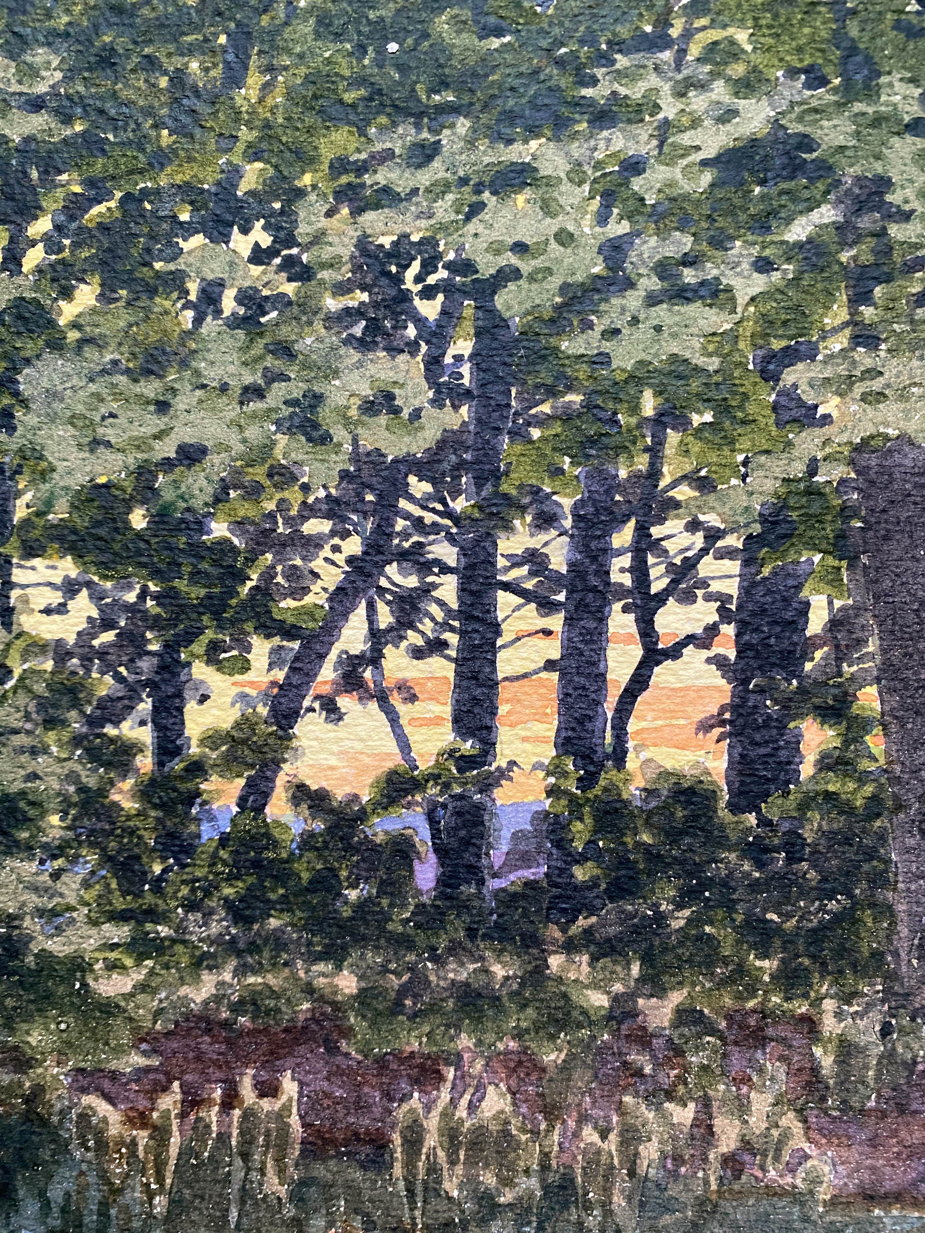 Watercolor "the pond in the undergrowth" signed early XX °