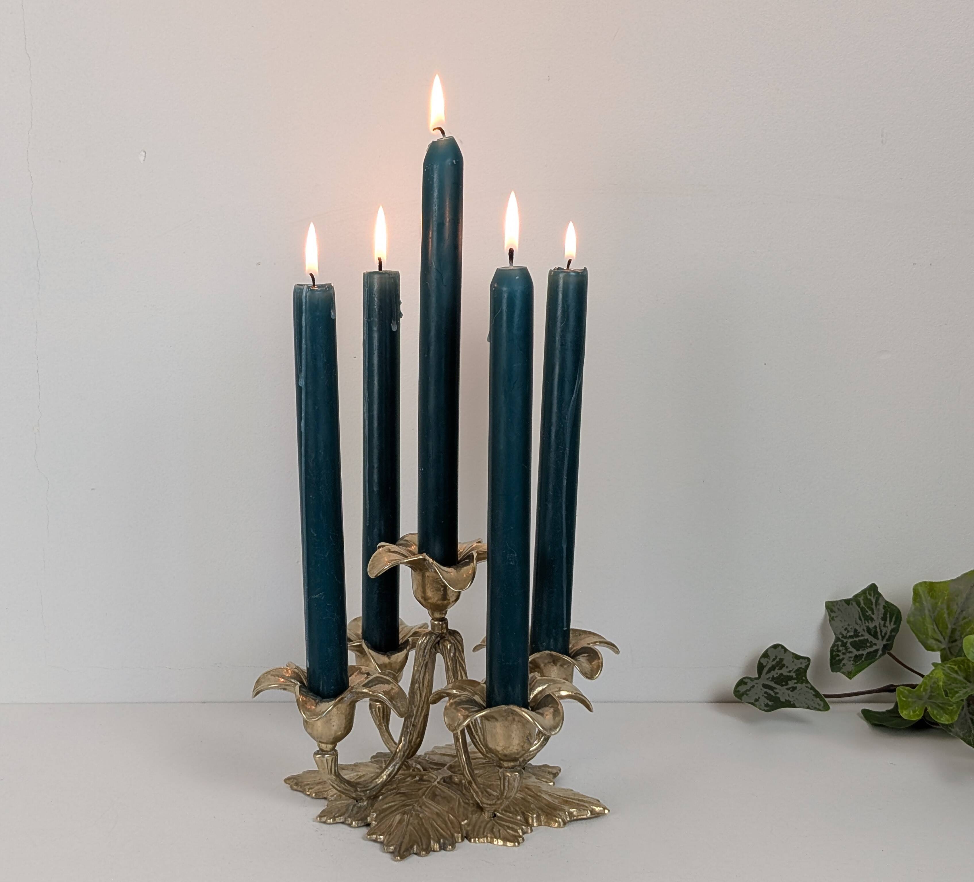 Brass flower candle holder