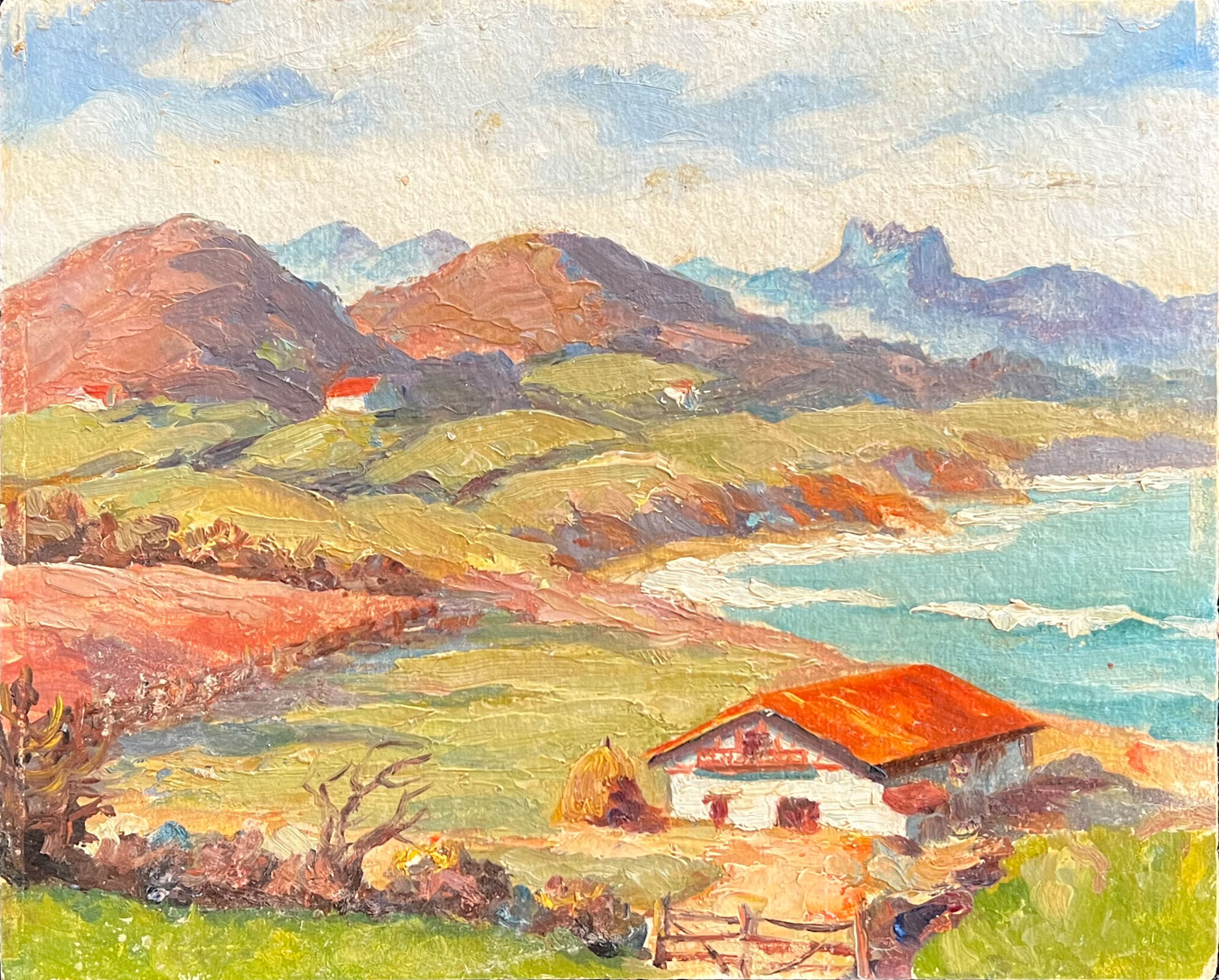 Sheepfold in the Basque Country Oil on canvas cardboard