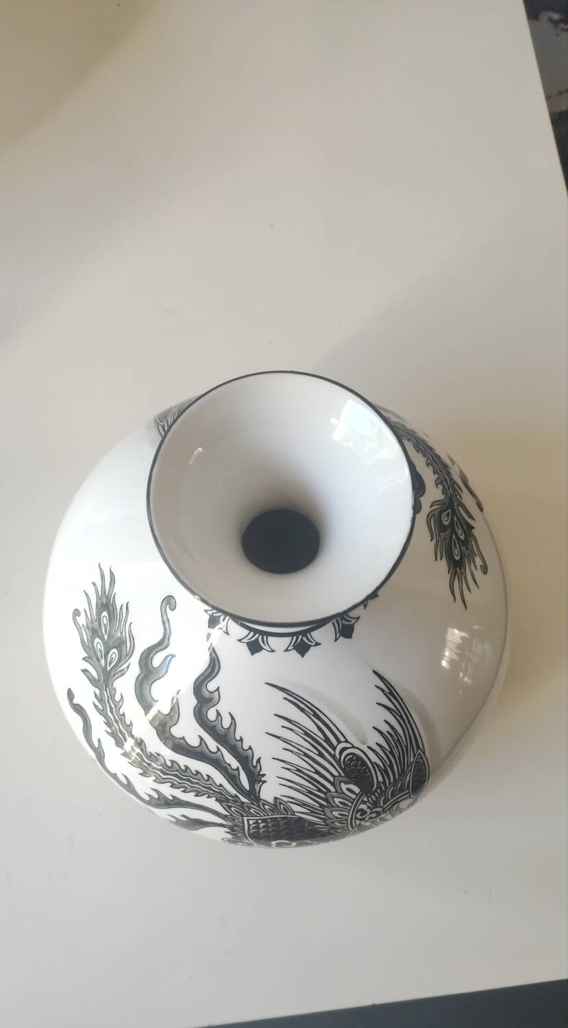 Vase Sia Home Fashion. Celestial Sphere design. Decor with birds/Chimeras.