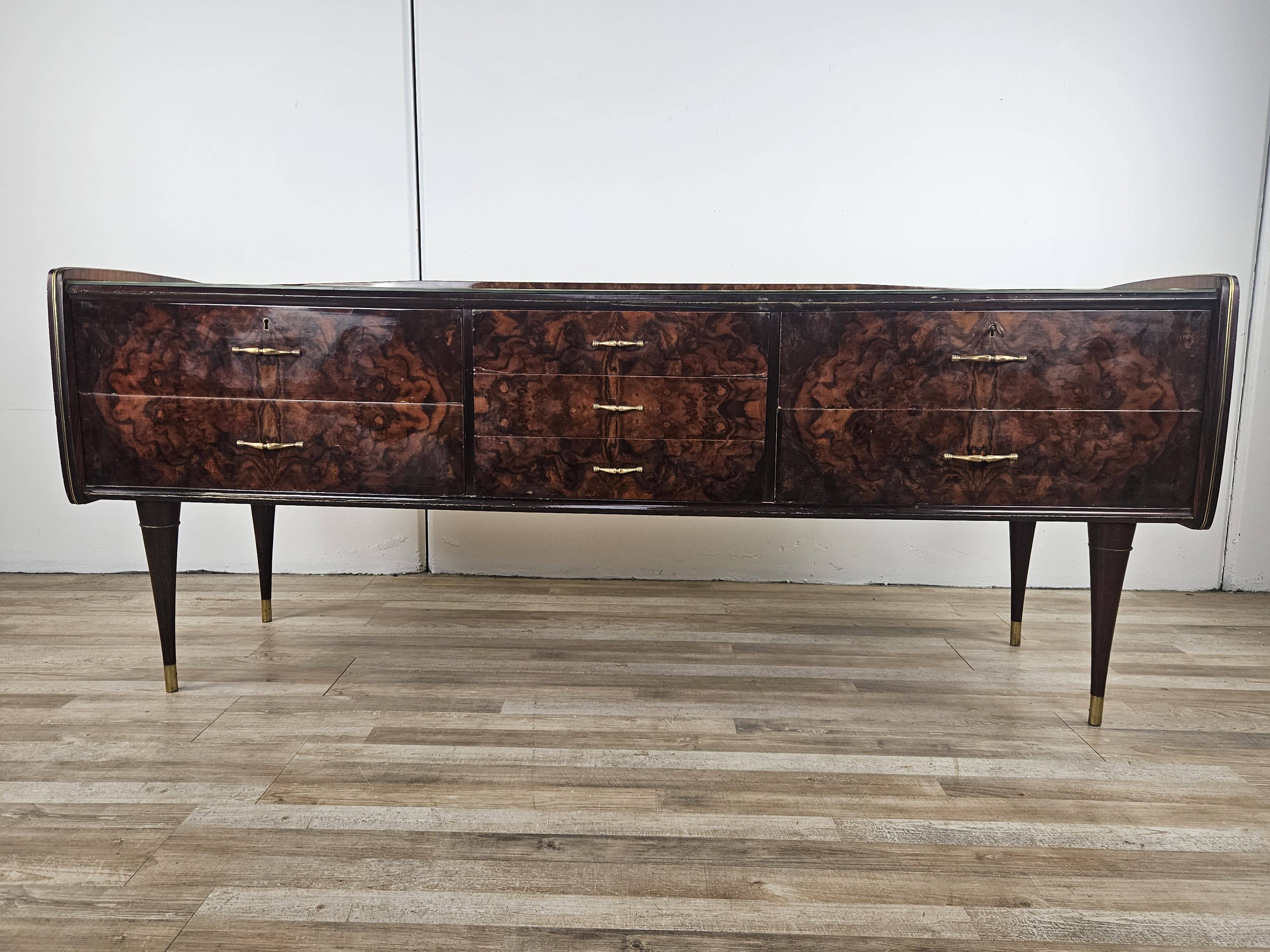 Mid Century 70's Chest of Drawers with Glass Top