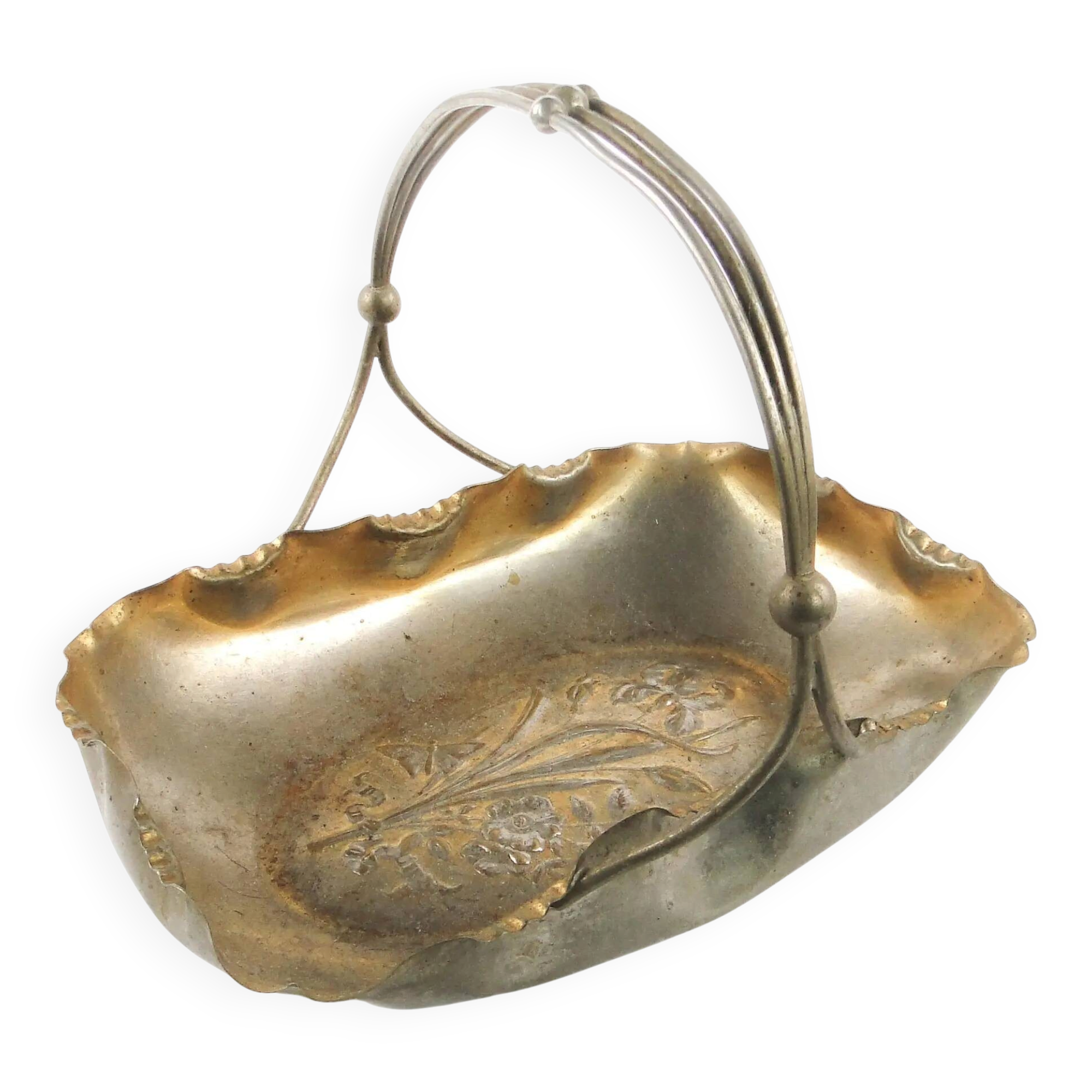Fruit basket, Art Nouveau, silver-plated brass, Austria, early 20th century