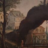 Antique French landscape painting from the 18th century