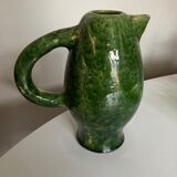 XL vase pitcher in green glazed clay Vallauris 1960