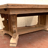 Renaissance style table in solid oak, 20th century