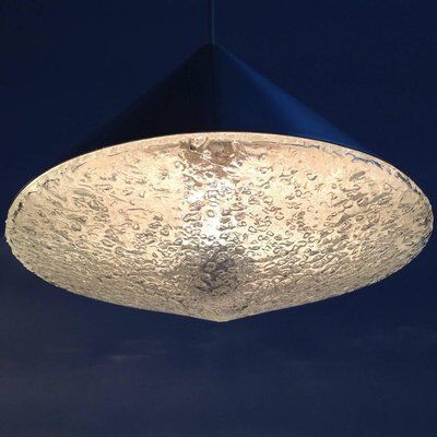 Set of 3 mid-century glass cone-shaped chandeliers, 1970s