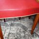Set of 5 wooden chairs and red skaï