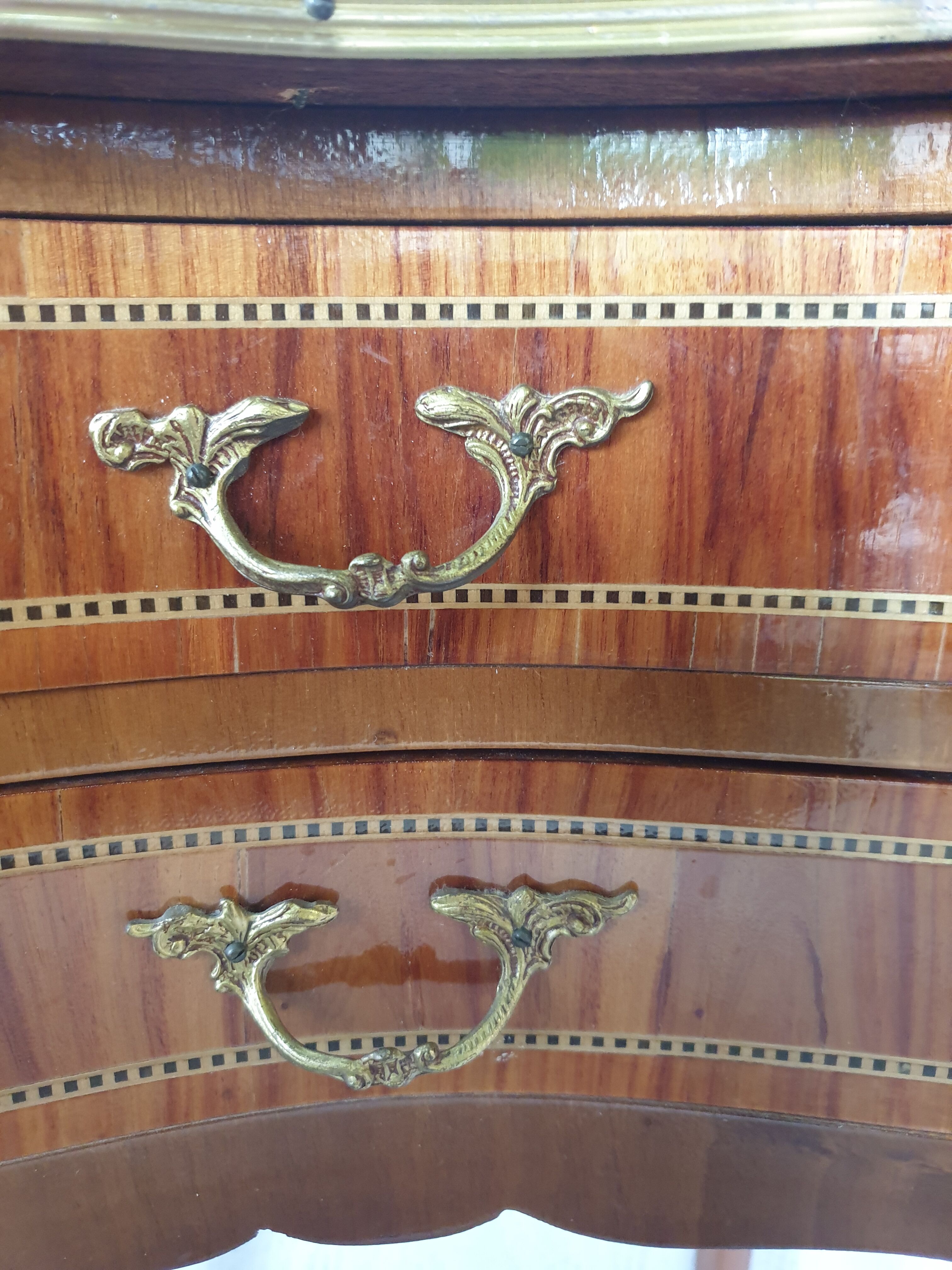Pair of bedside tables "bean" style louis XV marked