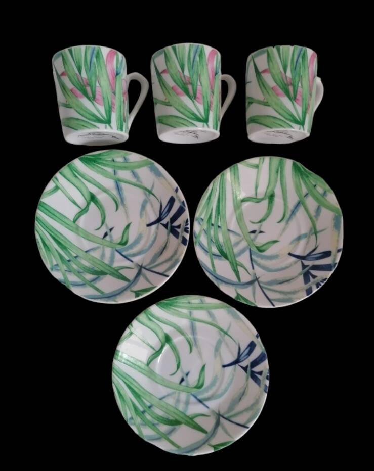Set of 3 Limoges porcelain coffee cups Patrick Rey and Philippe Deshoulières