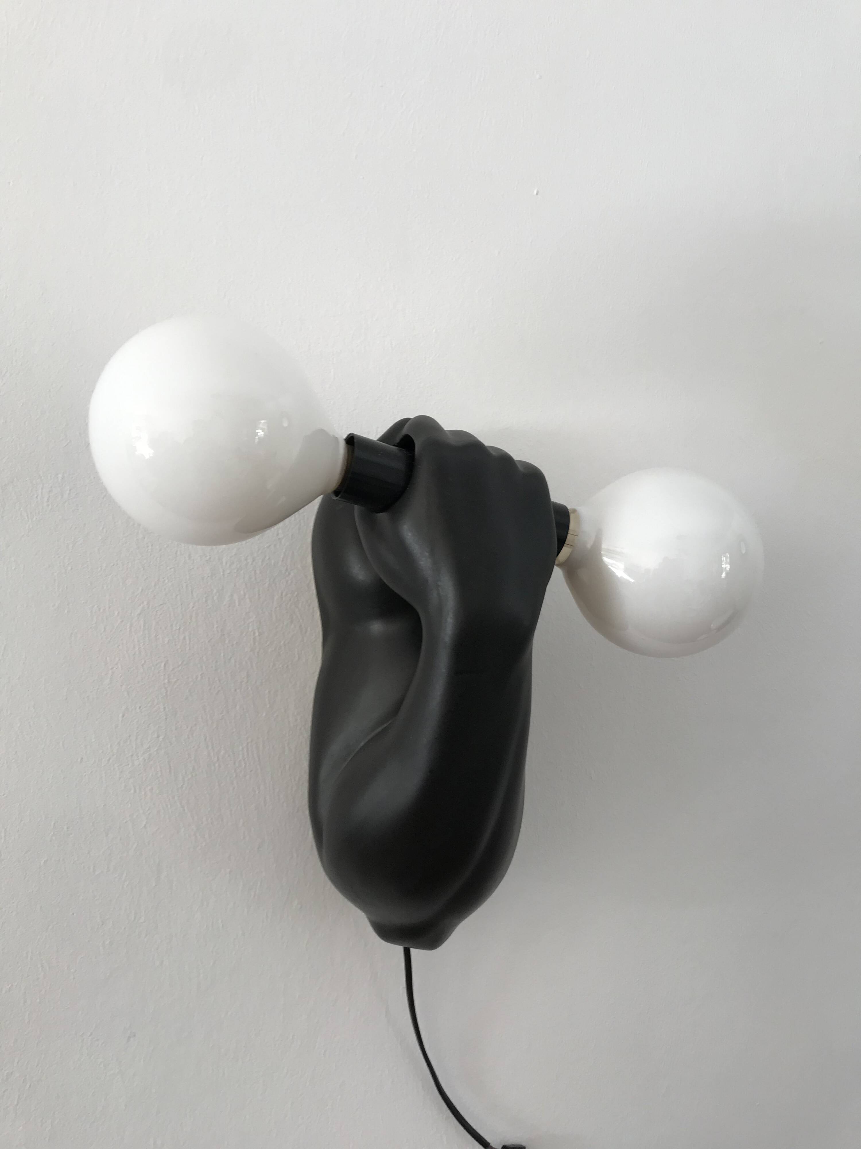 Vintage ceramic wall lamp by JC Peiré 80s