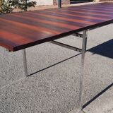 Chrome and rosewood extendable table by Alain Richard, France, 1950s