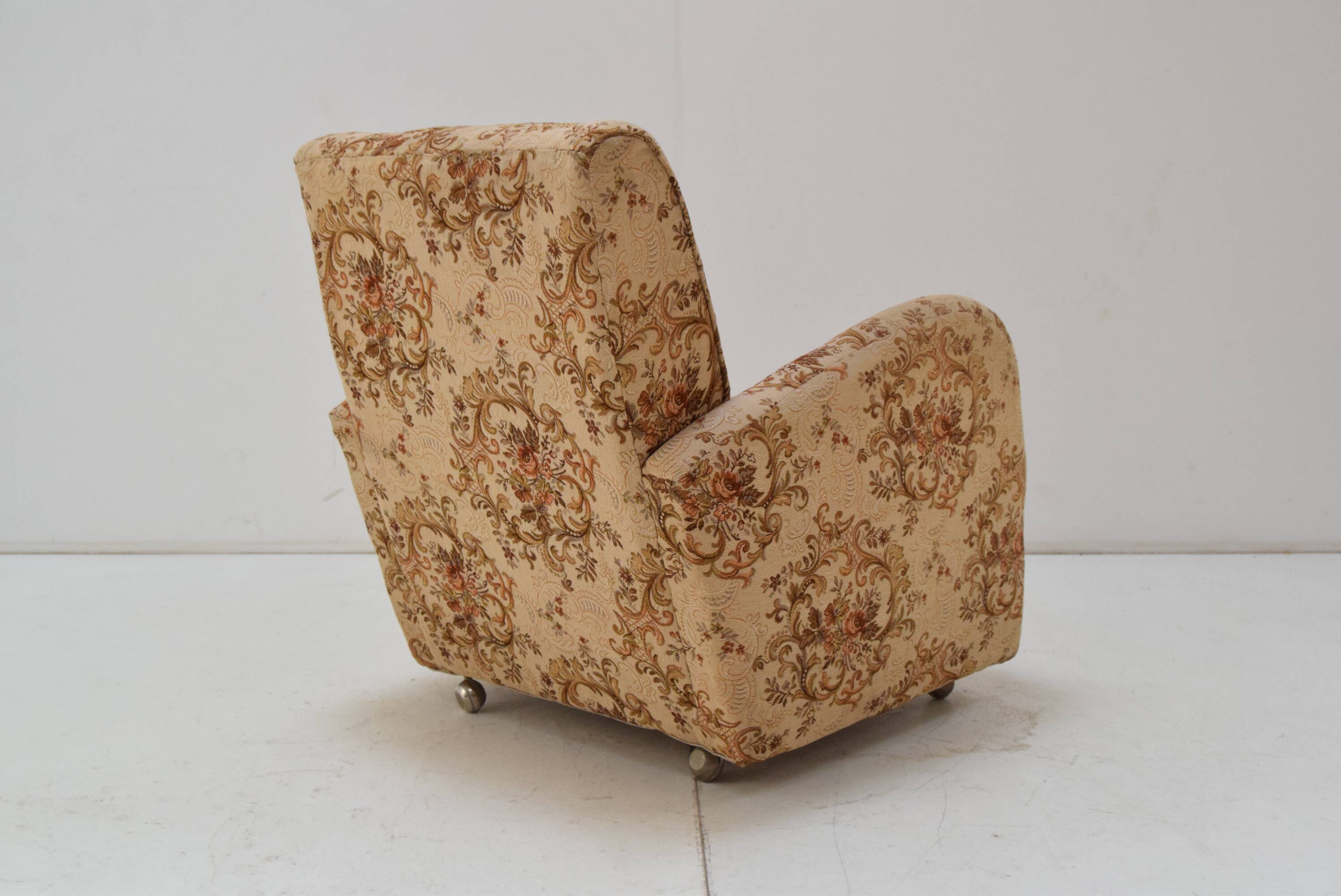 Vintage designed armchair with wheels, Czechoslovakia, 1950s.