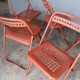 5 foldable chairs metal vintage ep 1970