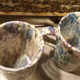 4 enameled ceramic mugs