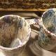 4 enameled ceramic mugs