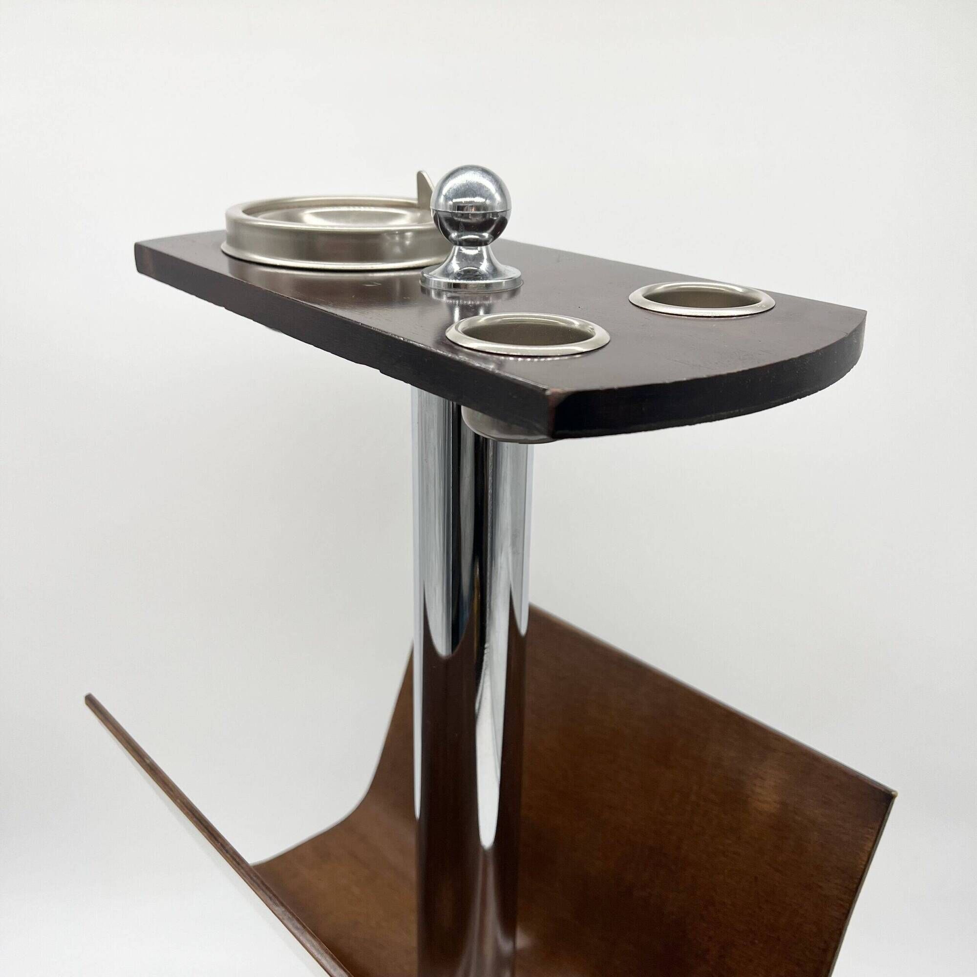 Magazine rack "Servizio da fumo" wood/metal — Italy, 1970s