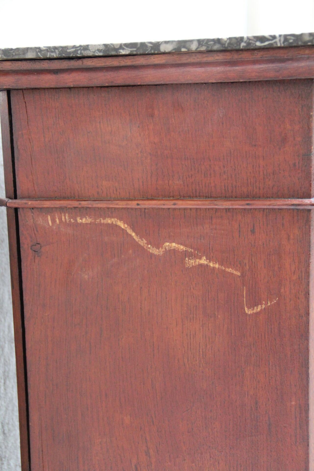 Louis Philippe period bedside or extra furniture in dark oak.