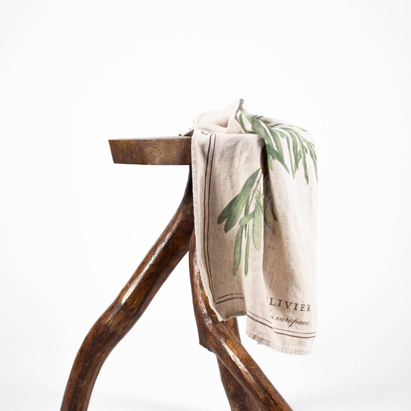 Large brutalist stool in solid antique wood