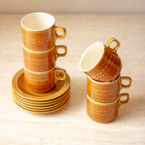 6 cups with sub-cups - vintage pattern - Hornsea England model Saffron