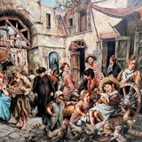M. Elitzo "Market scene" Oil on canvas