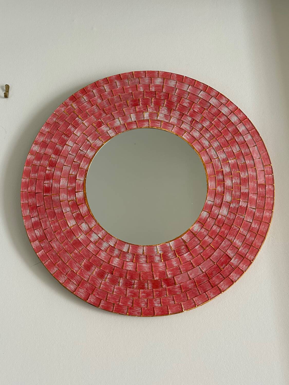 Vintage pink ceramic mirror