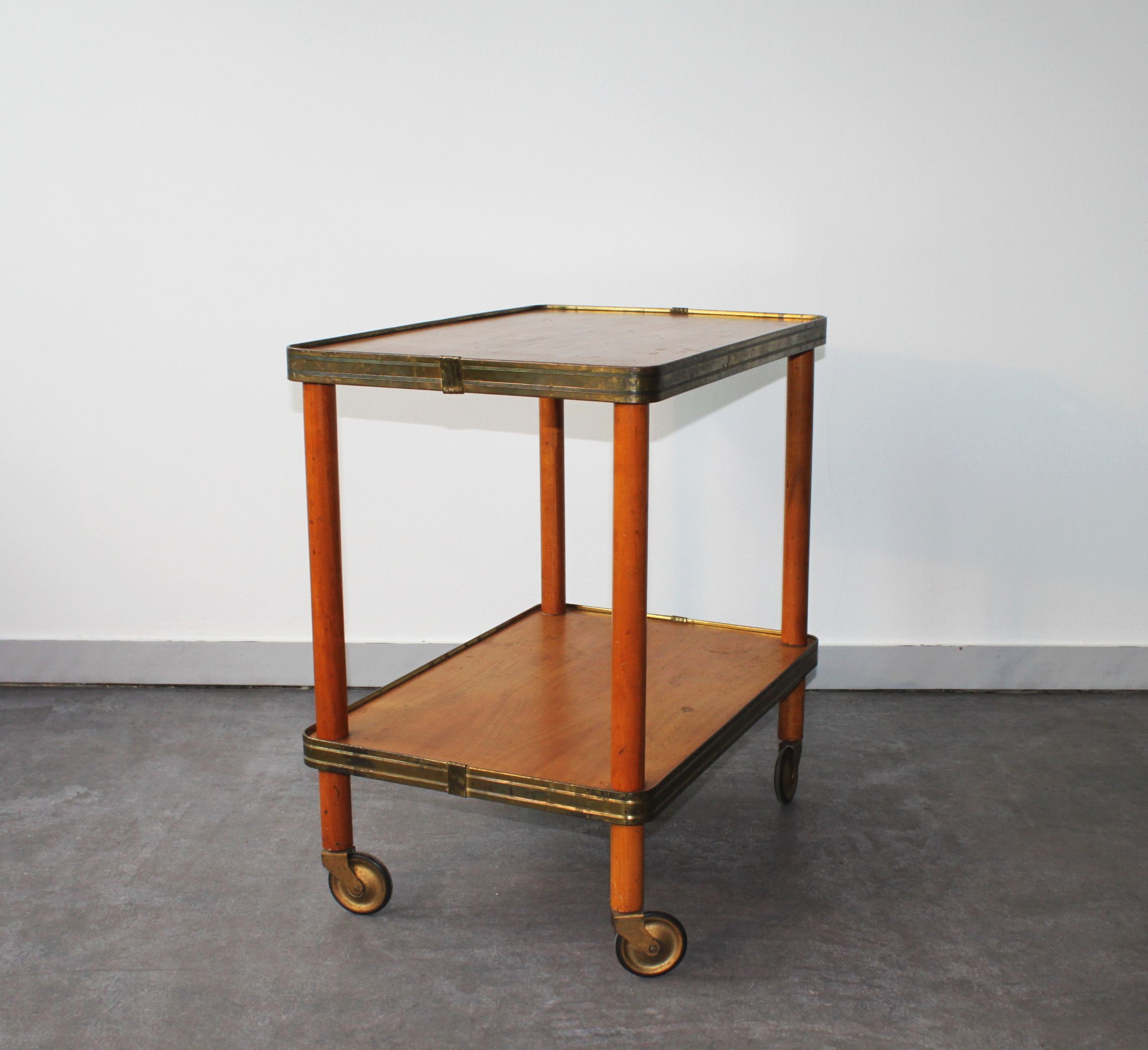 Wooden and brass bar cart, 30s.