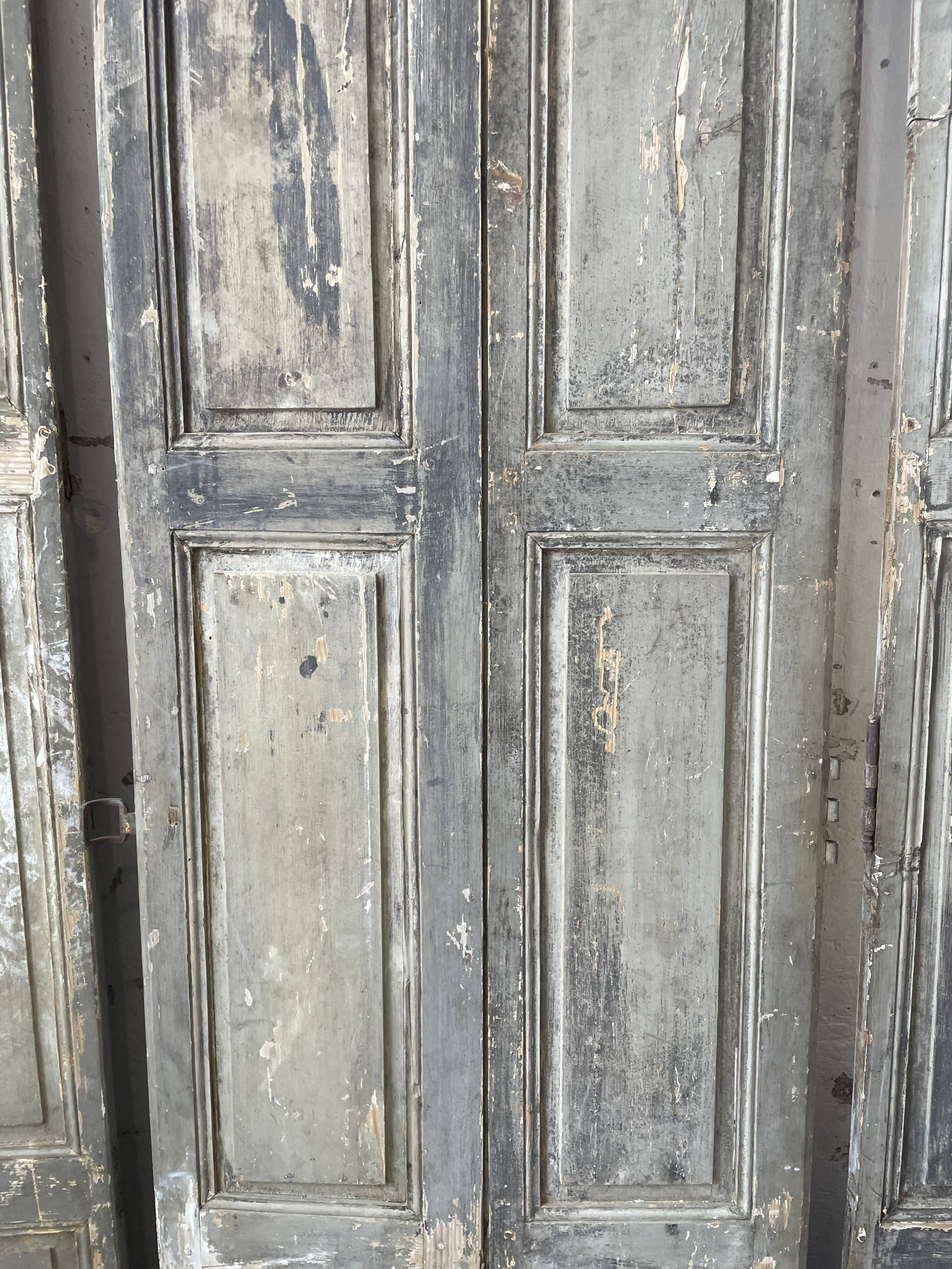 Trio of shutters louvers patina blue gray