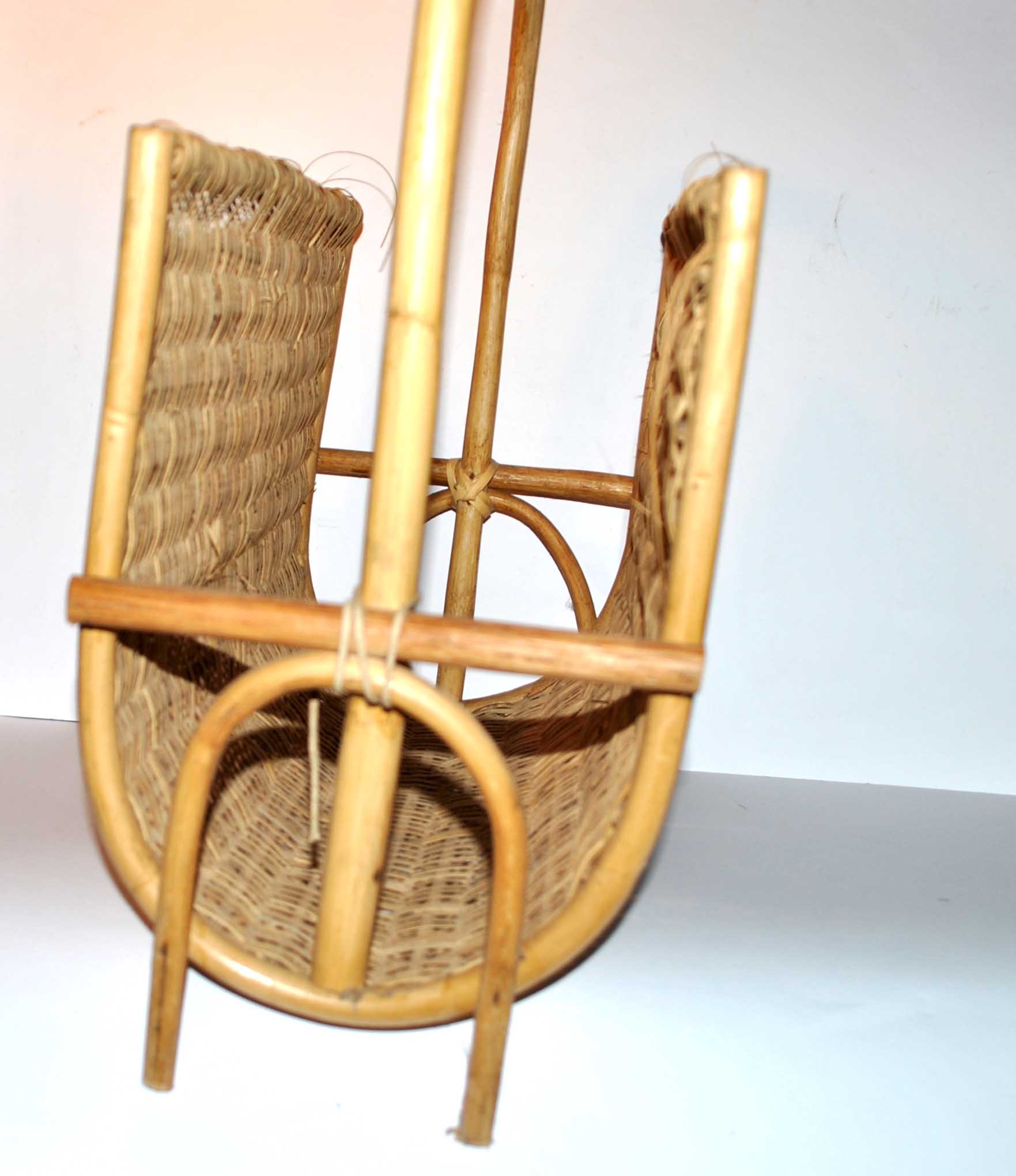 Vintage magazine holder in braided wicker and rattan