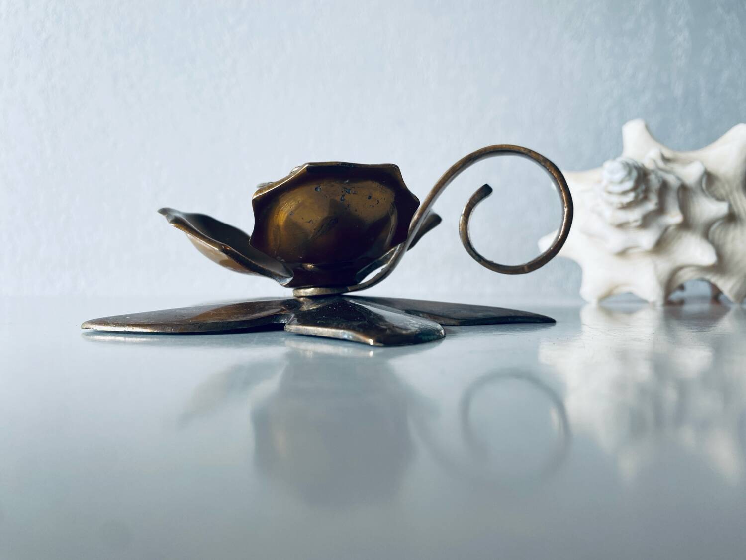 Brass flower candle holder