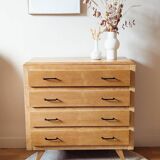 Vintage oak chest of drawers with splayed legs, restored