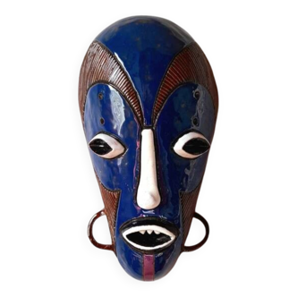 Masque africain en céramique émaillée