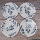4 dessert plates in iron earth from Longwy