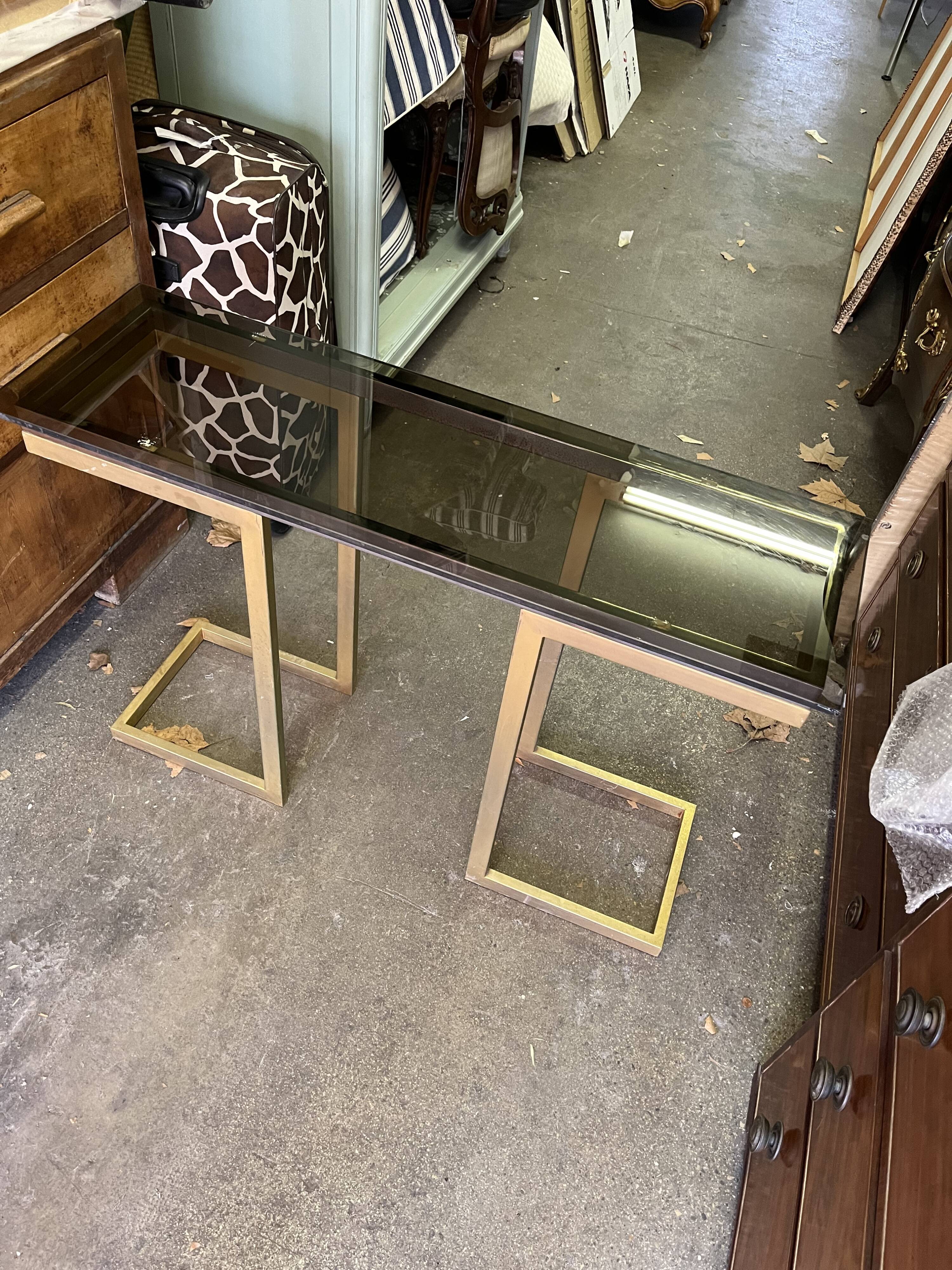 Console année 70 chrome et laiton