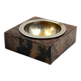 Cendrier en parchemin de chèvre marron moderne du milieu du siècle, Aldo Tura, Italie, années 1960