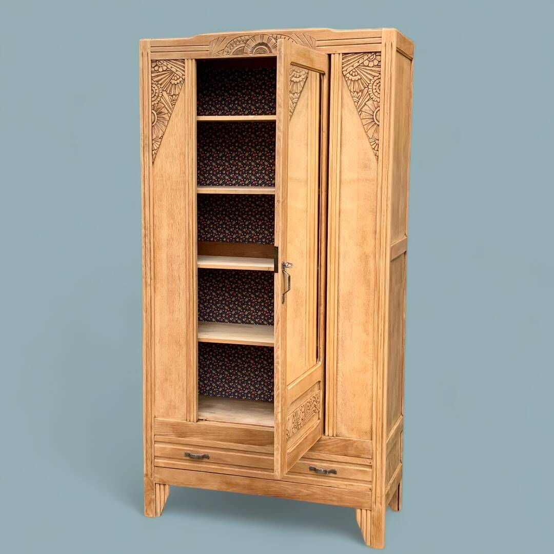 Parisian art deco cabinet in raw wood 1930