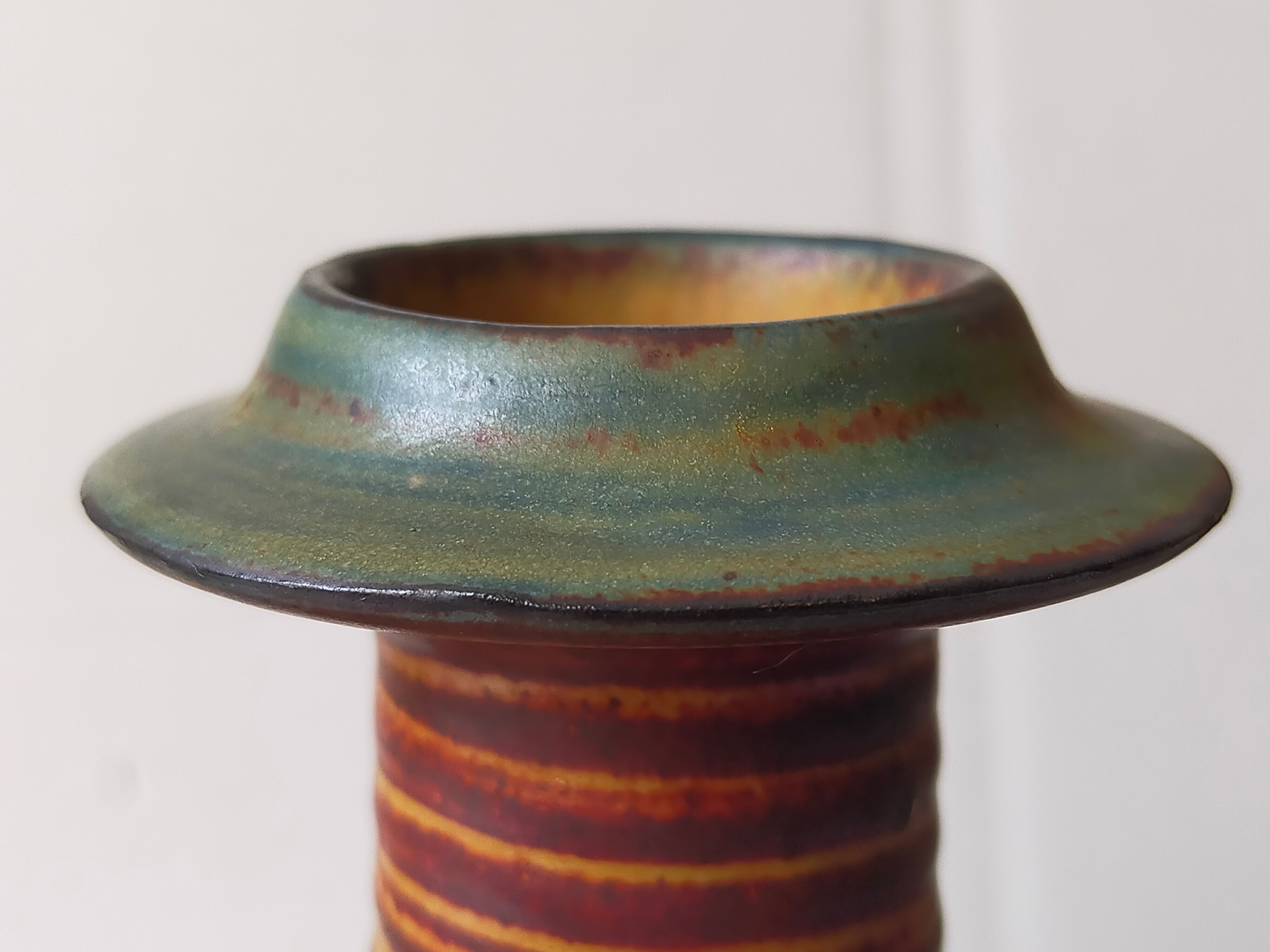 Vintage Scandinavian enamelled earth soliflore vase