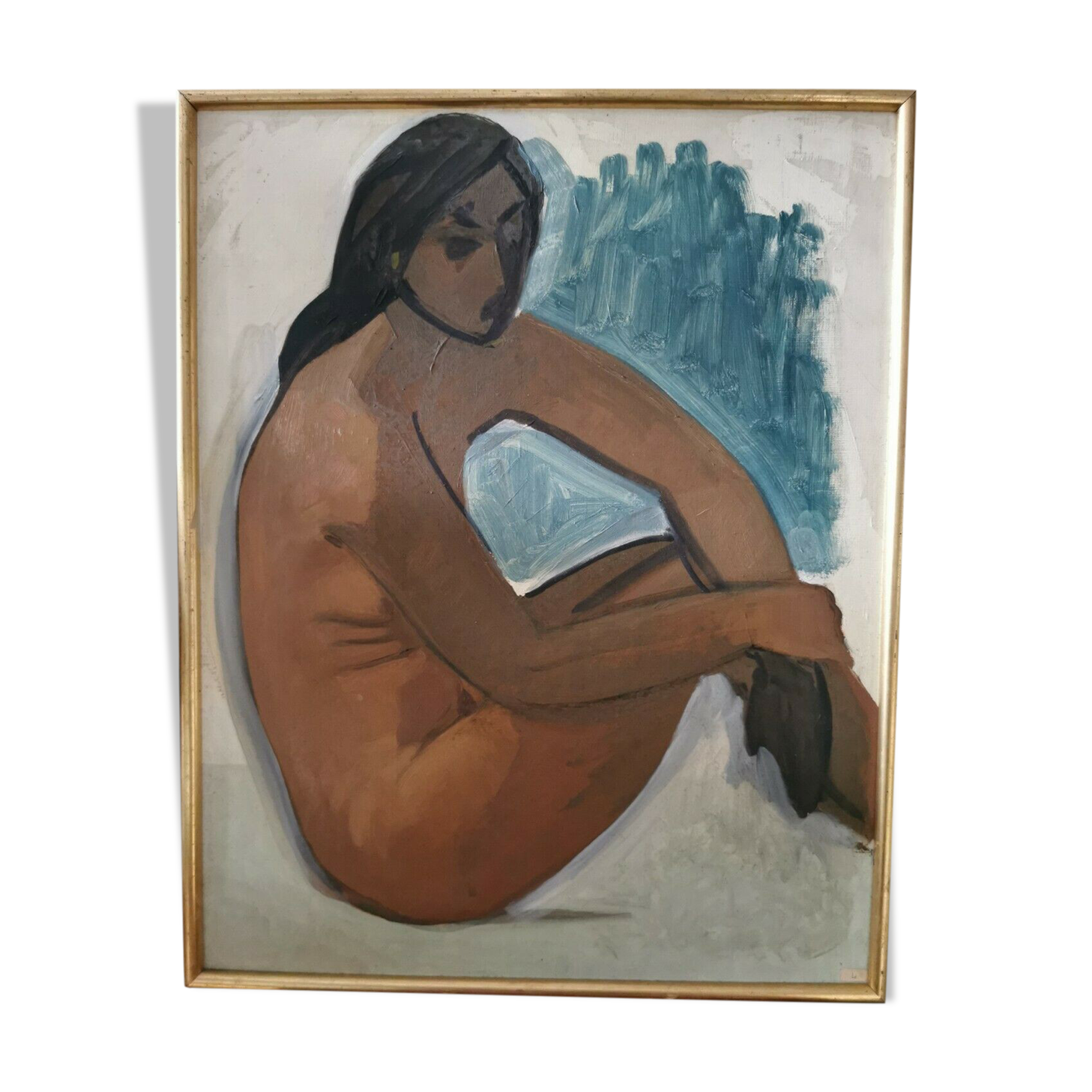 Oil on female nude framed panel