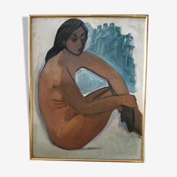 Oil on female nude framed panel