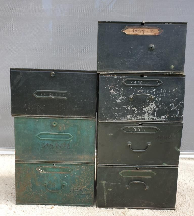 Lot 7 metal cartonniers 1920 André Labbé