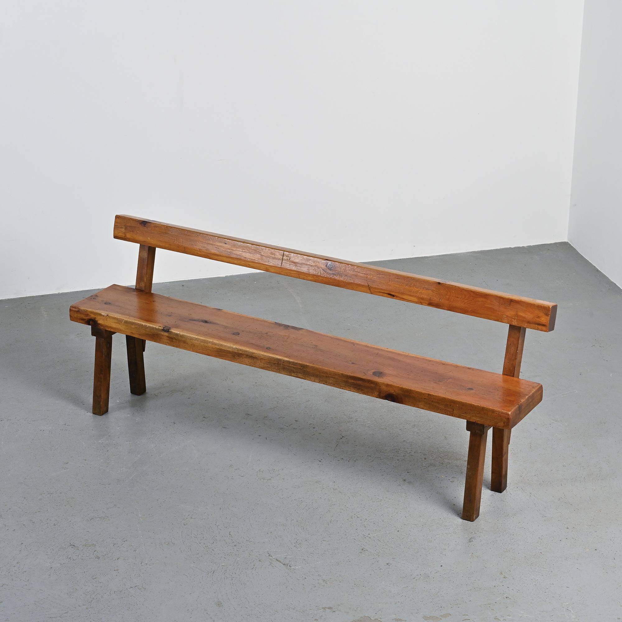 Banc en pin massif par Christian Durupt, circa 1960